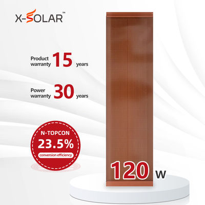 Modulos de azulejos solares planos de doble vidrio naranja 120W Paneles solares Corriente máxima de fusible 25A